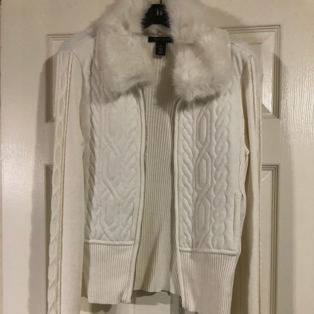 NWT WHBM white sweater jacket